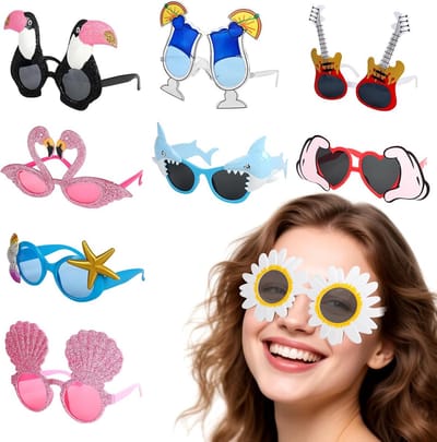 Zonnebrillen voor feestjes - 9 paar - grappige Hawaii-stijl - fotoproppen voor verjaardagsfeest - SnelShoppen