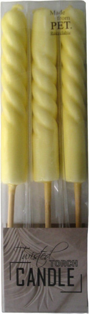 Kaars - Tuin - Buiten - Twisted - Set van 3 - Geel - 25,7 centimeter