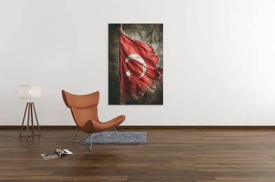 Canvas Schilderij - Abstract - Vlag - Turkije - Print op canvas - 60x40 cm
