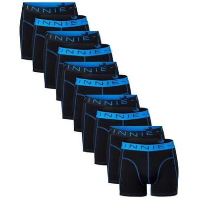 Vinnie-G Boxershorts - 10 stuks - Black/Blue Stitches - Maat S - Heren Onderbroeken - Geen irritante Labels - Katoen heren ondergoed