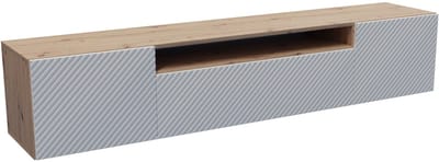TV-kast Nicole, woonwand, lowboard, tv-standaard, woonwand, woonkamer, tv-meubel, woonkamermeubilair, televisie, highboard, TV-kast, tv-lowboard, 200 cm, 3 deuren, wit, bruin