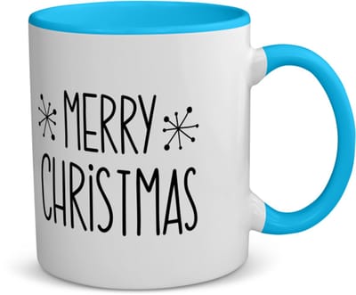 Akyol - kerst merry christmas koffiemok - theemok - blauw - Kerstmis - kerst beker - winter - kerst - christmas - kerst cadeau - 350 ML inhoud
