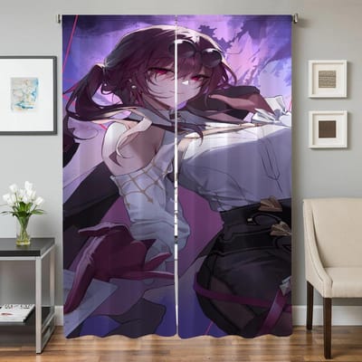 Raam Keukengordijnen voor Woonkamer 2 Stuks Verduisterende Gordijnen Deurgordijn Meisje met Grote Borsten Slaapkamerdecoratie Scheidingswand W50xH70cmx2pcs-CL gray