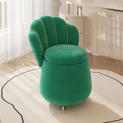 Fluwelen Opslag Poef - Zitkruk Bankje - Ruimte Opbergen - Hoge Rugleuning - 60cm Hoog - Groen