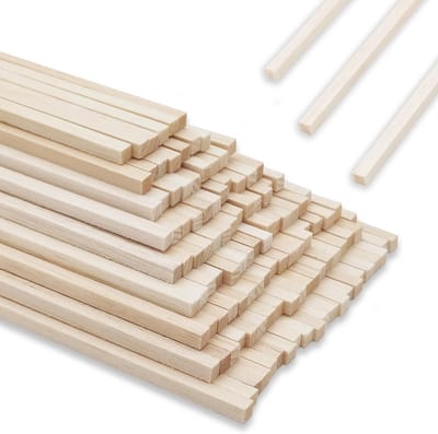 120 stuks houten vierkante deuvelstaven 1/4 x 1/4 x 12 inch - Lichtgewicht balsahout voor modelbouw en knutselprojecten