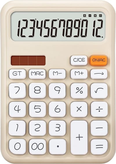 Bereken gemakkelijk met een grote desktop calculator met LCD-display en grote knoppen - Zonne- en batterijvoeding voor huis en kantoor