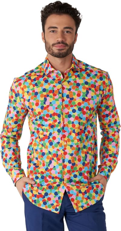 OppoSuits Confetteroni Shirt - Heren Overhemd - Confetti Carnavalskleding - Carnaval Overhemd - Maat EU 35/36 - XS