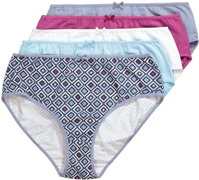 Ulla Popken - Dames - Midi slips set van 5 minimale patronen/kleuren - Duifblauw - Maat 42+