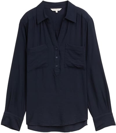 Tom Tailor - Gekreukte blouse met borstzakken - Maat 36 - Lunar Eclipse