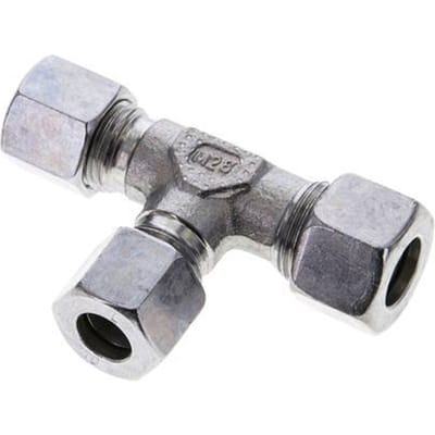 10L & 12L Zink Geplateerd Staal Rechte Hoek T Stuk Snij Fitting 315 Bar ISO 8434-1