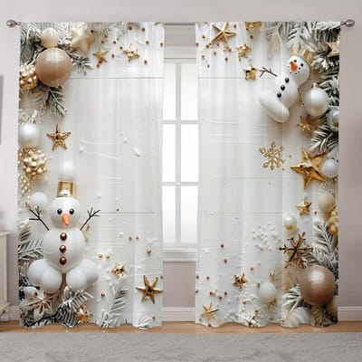 2-delige semi-verduisterende gordijnen met kerst hanger design - Zacht, lichtfilterend & thermisch geïsoleerd voor privacy in de slaapkamer 100W130H(CM)40x51in&Grommet Top white