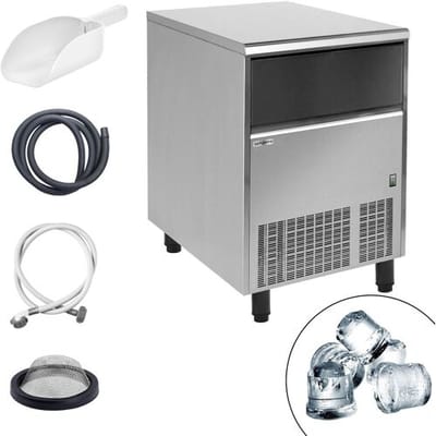 GGM Gastro Eiswürfelbereiter - Zylinder - 132 kg/24 h Zilver