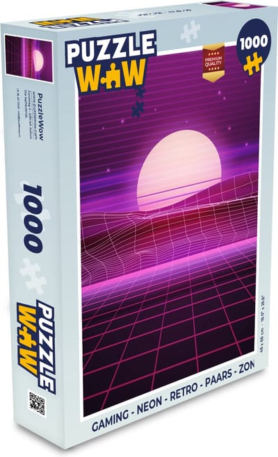 Puzzel Gaming - Neon - Retro - Paars - Zon - Gamen - Legpuzzel - Puzzel 1000 stukjes volwassenen
