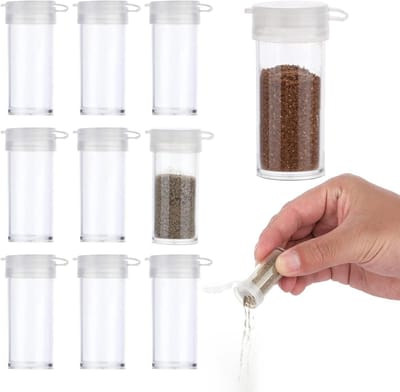 Set van 10 Mini Zout- en Peperstrooiers - Ideaal voor Reizen, Kruidenset, Plastic Kruidenshakers voor Gemakkelijk Koken