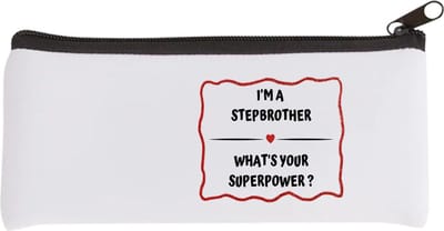 Akyol - i'm a stepbrother what's your superpower? Etui - Broer - super stiefbroer - verjaardag - cadeautje voor broer - broer artikelen - kado - geschenk - 20 bij 9 cm