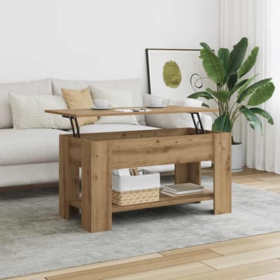 vidaXL - Salontafel - 101x49x52 - cm - bewerkt - hout - artisanaal - eikenkleur