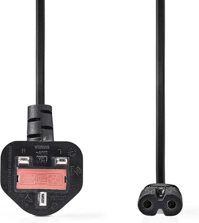 Nedis UK-Voedingskabel - UK Male - IEC-320-C7 - 5.00 m - Ja - 2 x 0.75 mm² - Koper - Rond - Vernikkeld - UK - PVC - Stekkertype: UK / Type-G - 250 V AC - 3 A - Zwart