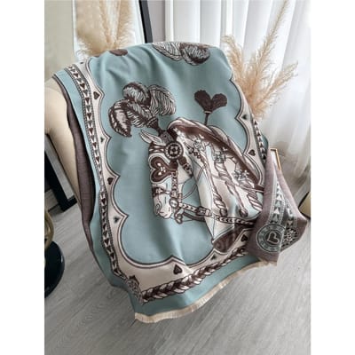 Écharpe en Cachemire Chaud Hiver Cheval de Guerre Grande Pashmina Épais Couverture Châles Bufanda Foulard Cravate Design Écharpe gray