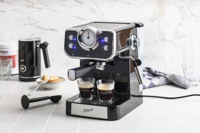 Espressomachine - koffie machine - espresso - Zwart - Retro - OldScool - 950W - 1.5 liter