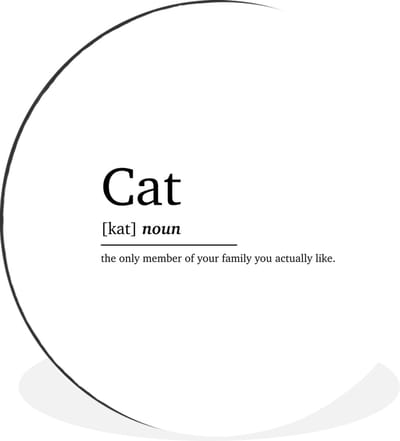 WallCircle - Wandcirkel - Muurcirkel - Spreuken - Quotes - Woordenboek - Kat definitie - Cat - Aluminium - Dibond - 30x30 cm - Binnen en Buiten