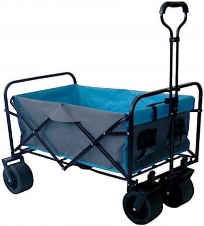 Strandkar Opvouwbaar - Boodschappenwagen Tuin - Vervoer Zware Lasten - 360 Graden Wielen - 52 x 92 cm - Grijsblauw