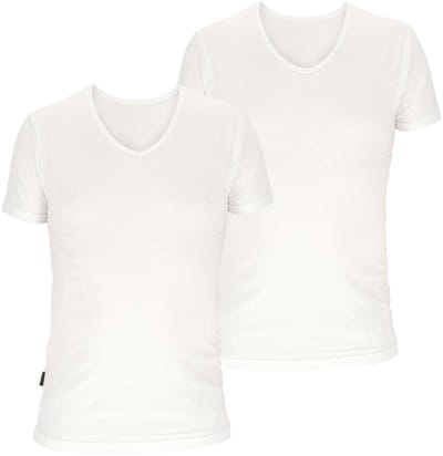 Basset - Heren T-Shirt V-hals Bamboo - 2-Pack - Maat S - Wit