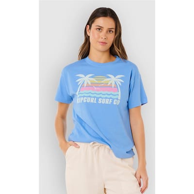 Rip Curl Malibu Relaxed T-shirt Met Korte Mouwen Blauw S Vrouw