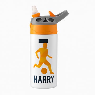 Gedurfde Grunge Drinkfles – Artistieke Fles voor Kunst- en Designliefhebbers - Waterfles voor kinderen (wit/oranje)