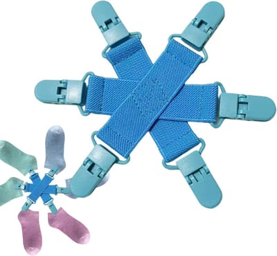 Lakenhouders - Beddengoed Clips - Beddengoed Organiseren - Vouwpreventie Systeem - 14x14x1 cm - Wit Blauw