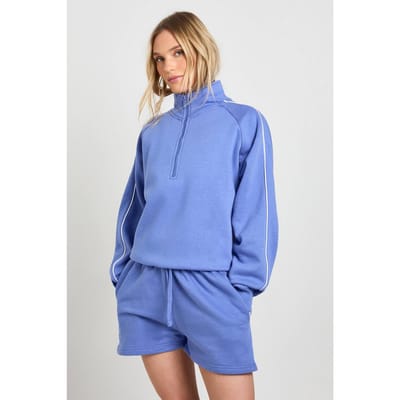 boohoo Dames Petite Half-zip Sweater Met Pijpendetail Korte Joggingpak | Lila | Maat: XS