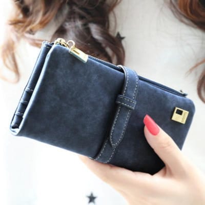 Vrouwen Portemonnee Vintage Solide Lange Nubuck Matte Lederen Geld Clip Clutch Merken Designer Portemonnees Portemonnee