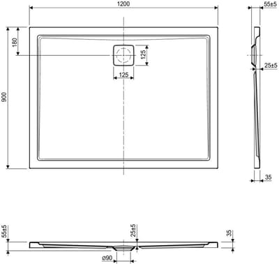 Ben metric Design Douchebak - Kunststof - 120x90x35 cm - Wit