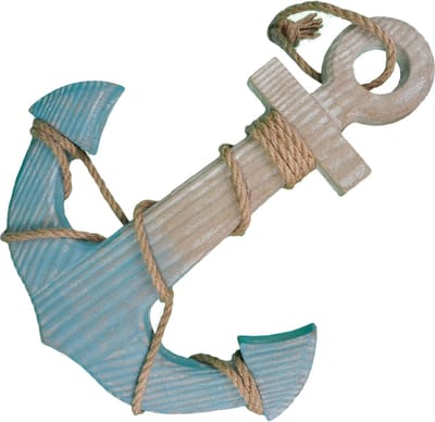 Wooden Anchor Blue 32x38,5x2 Cm