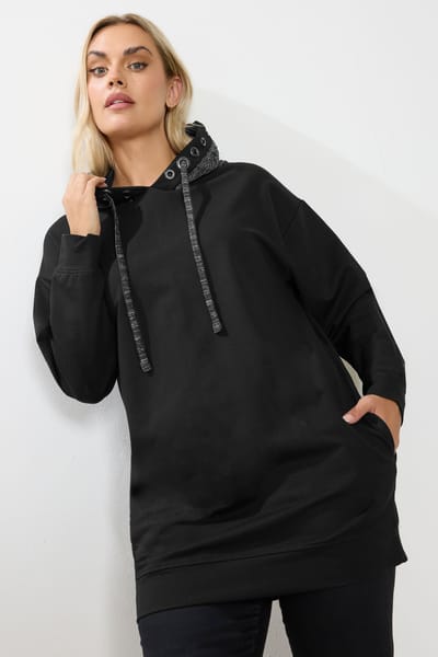 Yours Zwart & Goud Glinsterende Oogjes Hoodie Size 44