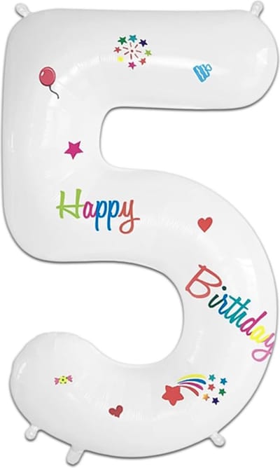 LUQ - Cijfer Ballonnen - Cijfer Ballon 5 Jaar Happy Birthday Groot - Helium Verjaardag Versiering Feestversiering Folieballon