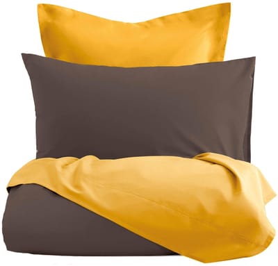 Romanette Comtesse - Flanel - Dekbedovertrek - Lits-jumeaux - 260x200/220 cm + 2 kussenslopen 60x70 cm - Bruin/Oker