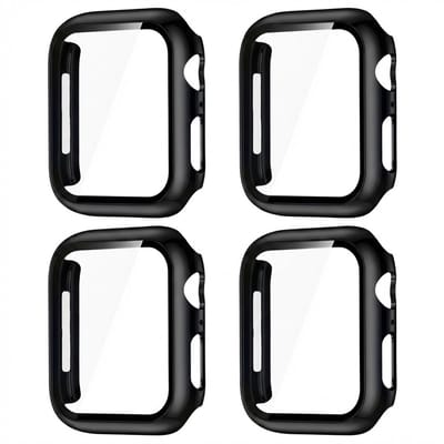 Zwart smartwatch screenprotector met geïntegreerde case 49 mm serie Ultra / Ultra 2 geschikt voor Apple Watch dames en heren set van 4 stuks pc frame met gehard glas beschermhoes volledig omsluitend casual design