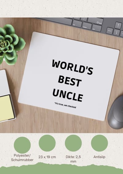 Akyol - world's best uncle it's true we checked Muismat - Oom - werelds beste oom - verjaardag - cadeautje voor oom - oom artikelen - kado - geschenk - 23 bij 19 cm