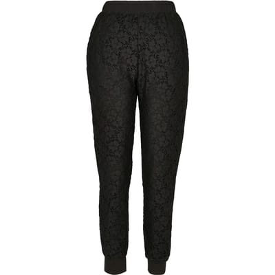 Urban Classics - Lace Jersey Dames joggingbroek - S - Zwart