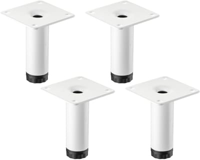 4 SOTECH-meubelpotenLIMA Hoogte 80 mm, Ø 25 mm In hoogte verstelbaar 10 mm wit mat Pootjes voor vitrinekast Sokkelvoetjes Kastvoetjes