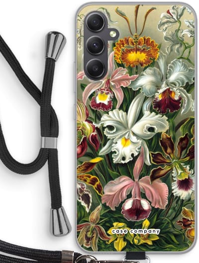 Case Company® - Hoesje met koord geschikt voor Samsung Galaxy A34 hoesje met Koord - Haeckel Orchidae - Telefoonhoesje met Zwart Koord - Bescherming aan alle Kanten en Over de Schermrand