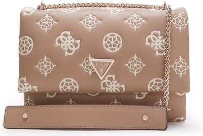 GUESS Schoudertas Deesa Logo Convertible Xbody Flap Taupe Logo Lichtbruin