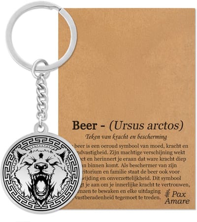 Beer Sleutelhanger Zilverkleurig - Dier Talisman - Roestvrij Staal / Stainless Steel - Pax Amare