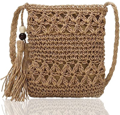 Dailygoods- Schoudertas Handgeweven - Rieten Tas - Afneembare Schouderriem - Boheemse Stijl - Ideaal voor Reizen - 100% Natuurlijke Materialen - Handtas