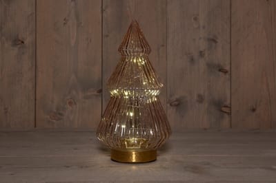 B.O.T. Tree Glass 15X28,5 cm Pink With Golden Base 10Led kerstverli...
