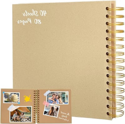 Spiraalvormig schrijfboek met 40 pagina's, 20 x 20 cm, voor foto's en DIY-projecten in kraftpapier