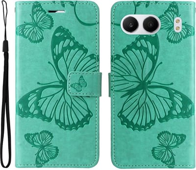 Coverup Hoesje - Geschikt voor OnePlus Nord 4 Hoesje - Coverup Vlinders Book Case - Mintgroen