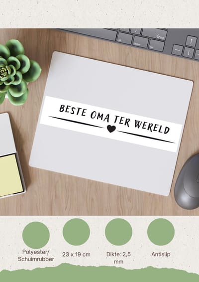 Akyol - beste oma ter wereld Muismat - Oma - grandma - leuk cadeau voor je oma - 23 bij 19 cm