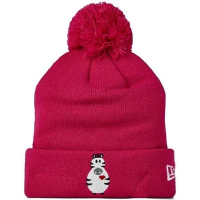 New Era Zebra-muts met pompons voor kinderen (Donkerroze)