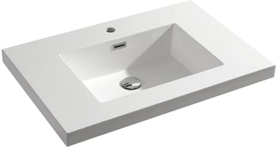Meubelwastafel Differnz Reno Rechthoek 75x50x5cm Polybeton Wit 1 Kraangat Overloop